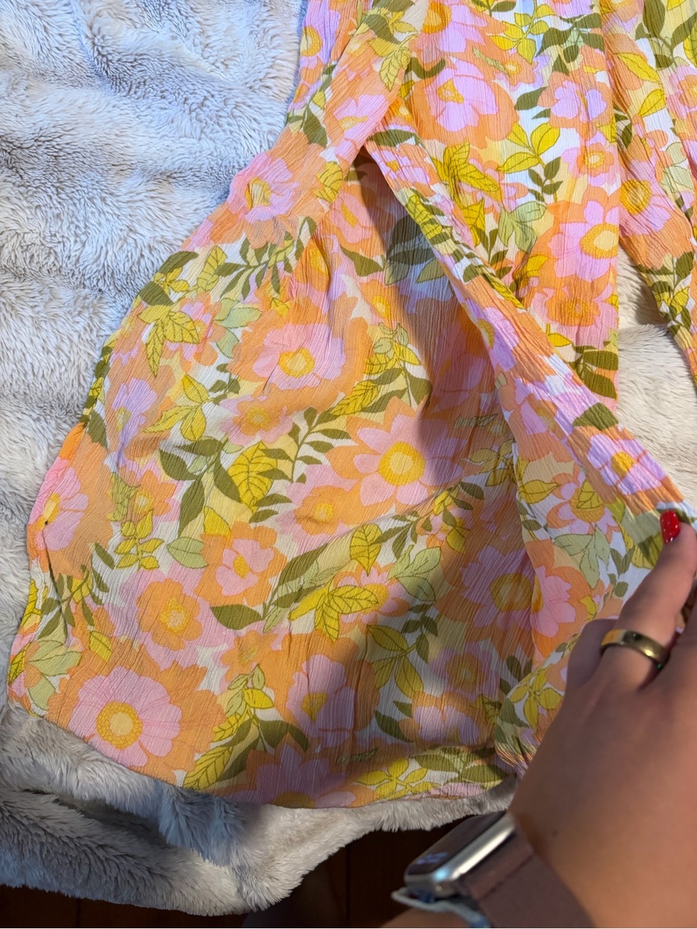 raya sun Floral Wide Leg Pants in Pink and Yellow - Picture 2 of 3